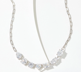 Diamonique 100 Facet Multi-Cut Paperclip Sterling Silver Necklace